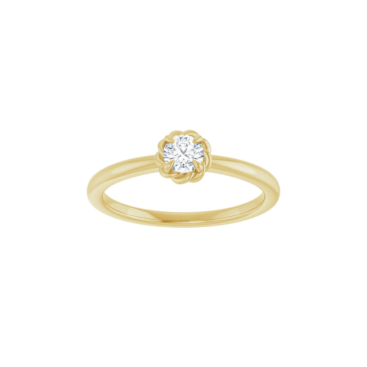 Natural Diamond Claw-Prong Rope Solitaire Ring