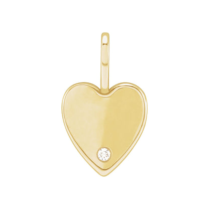 Natural Diamond Engravable Accented Heart Charm/Pendant