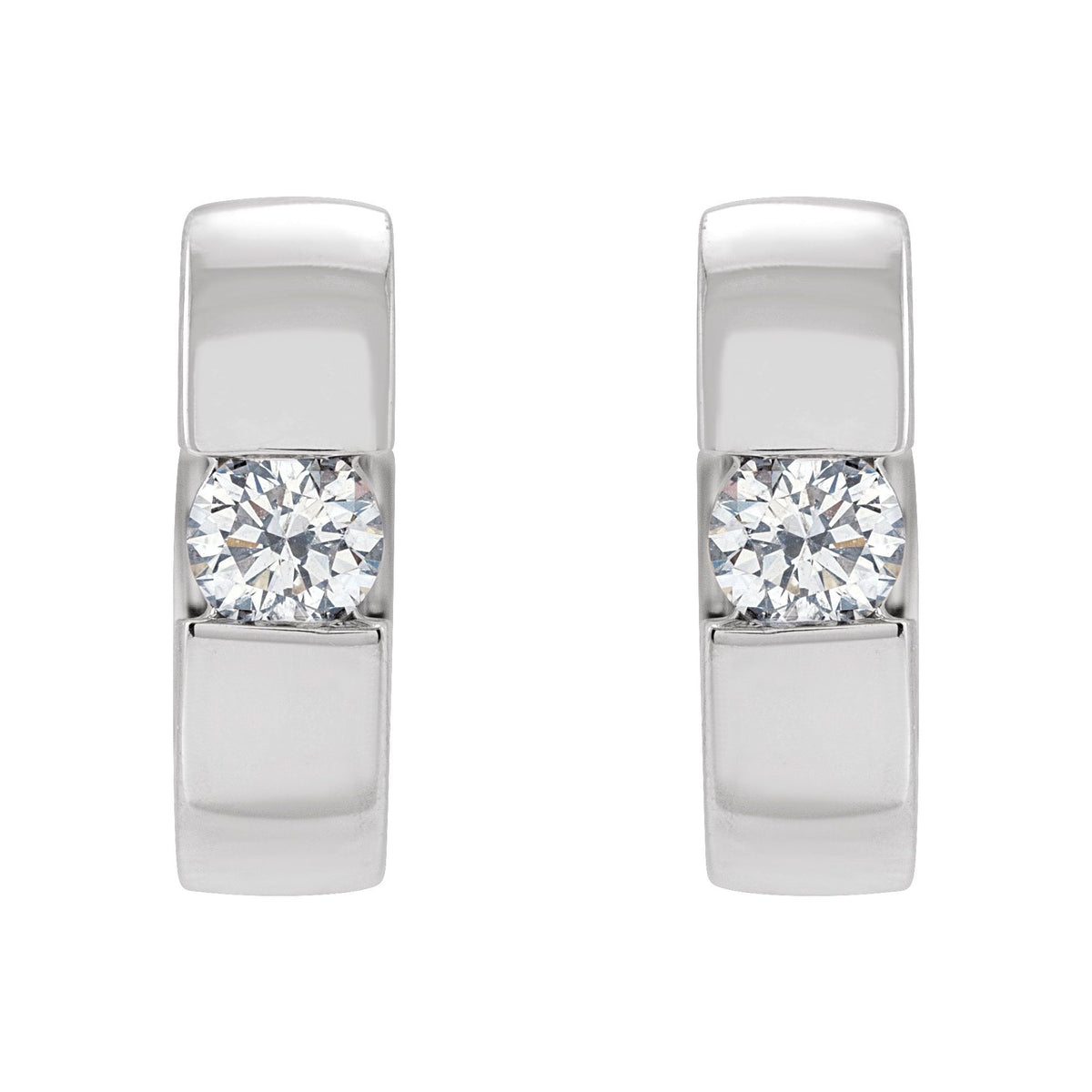 Natural Diamond Accented Huggie Hoop Earrings