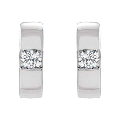 Natural Diamond Accented Huggie Hoop Earrings