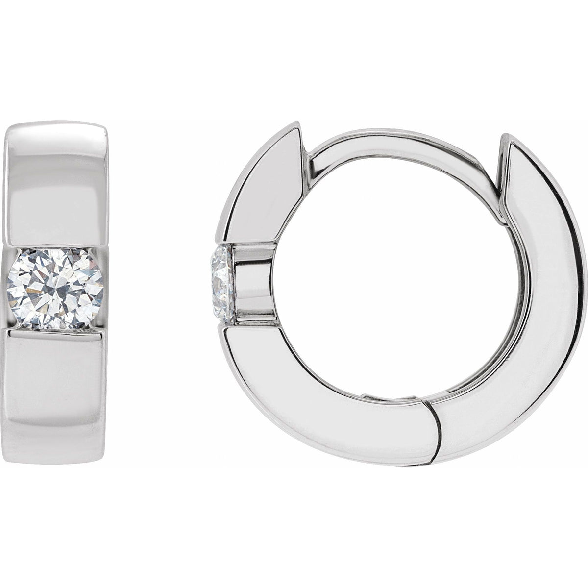 Natural Diamond Accented Huggie Hoop Earrings