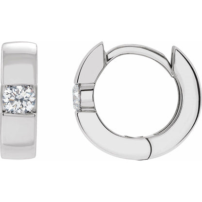 Natural Diamond Accented Huggie Hoop Earrings
