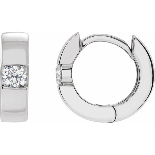 Natural Diamond Accented Huggie Hoop Earrings