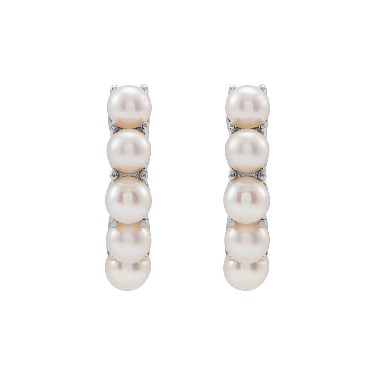 Cultured White Freshwater Pearl 14 mm Huggie Hoop Earrings