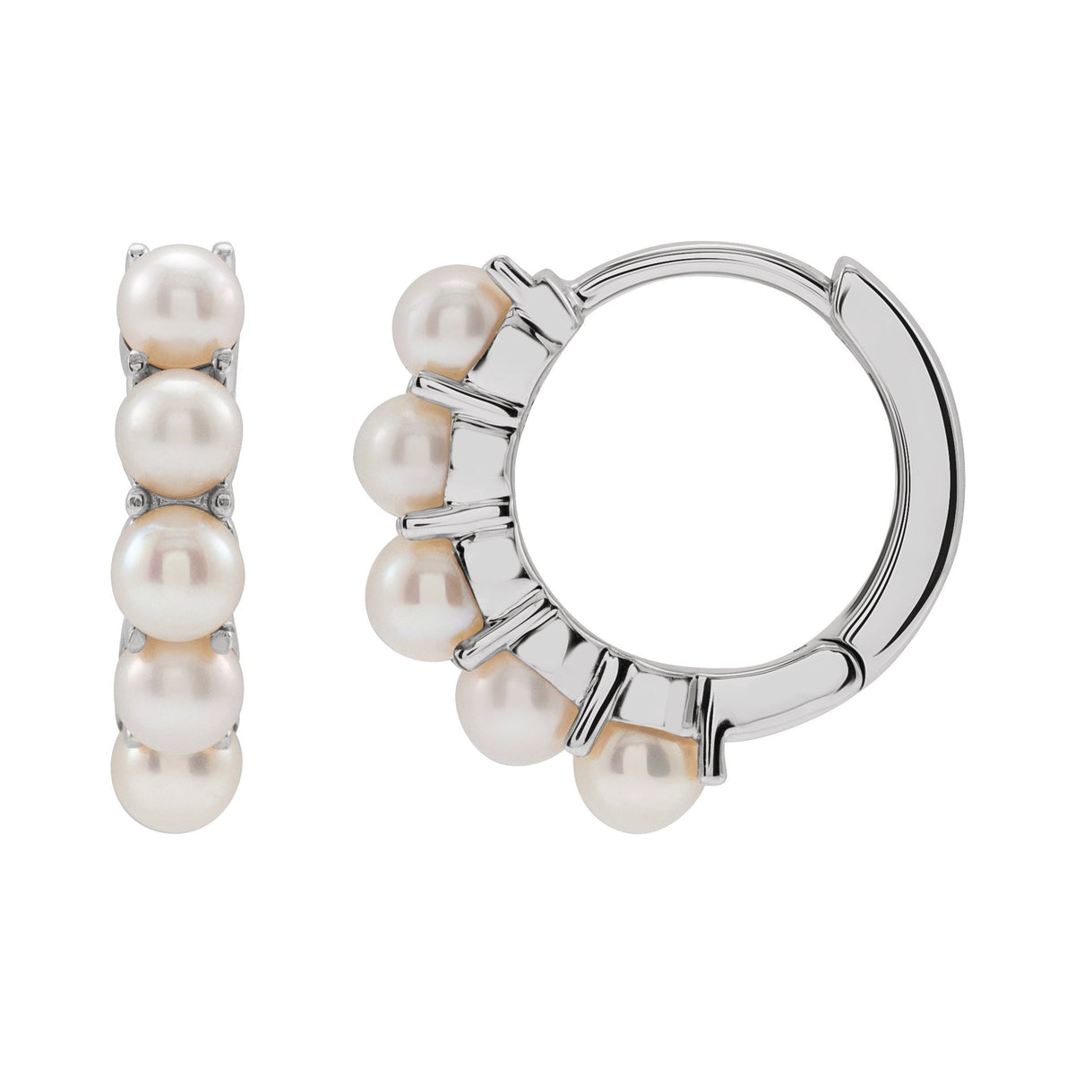 Cultured White Freshwater Pearl 14 mm Huggie Hoop Earrings