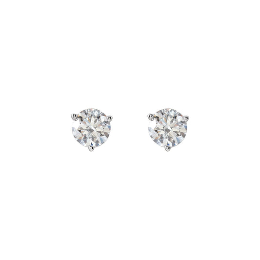 Natural Diamond Round 3-Prong Stud Earrings