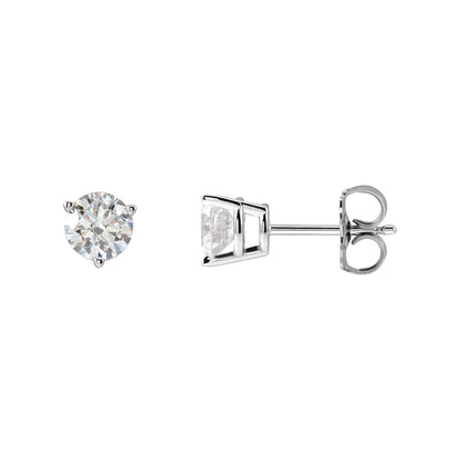 Natural Diamond Round 3-Prong Stud Earrings
