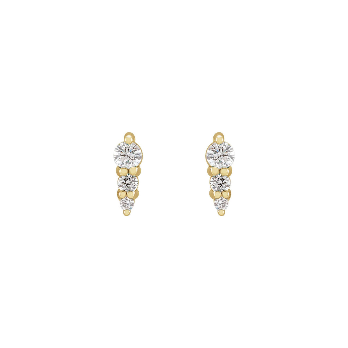 Natural Diamond Graduated Bar Earrings - 14K Yellow Gold