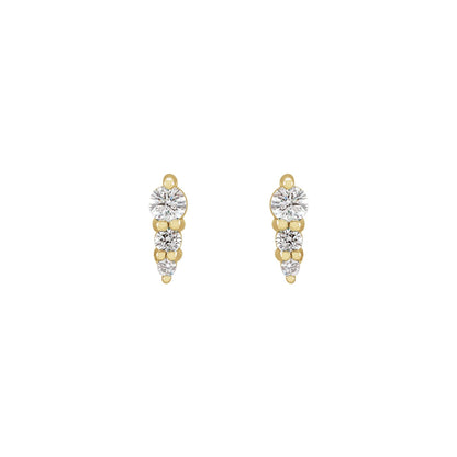 Natural Diamond Graduated Bar Earrings - 14K Yellow Gold