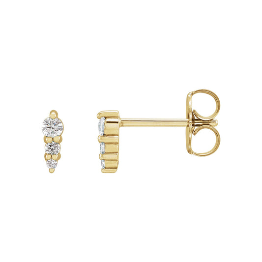 Natural Diamond Graduated Bar Earrings - 14K Yellow Gold