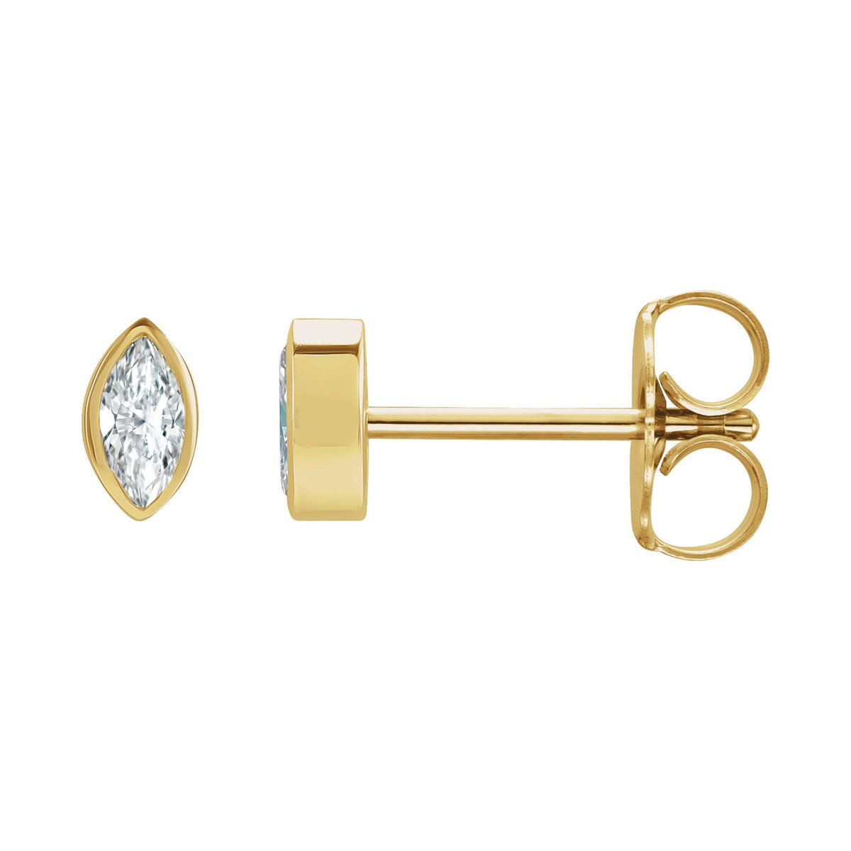 Natural Diamond Marquise Bezel-Set Stud Earrings