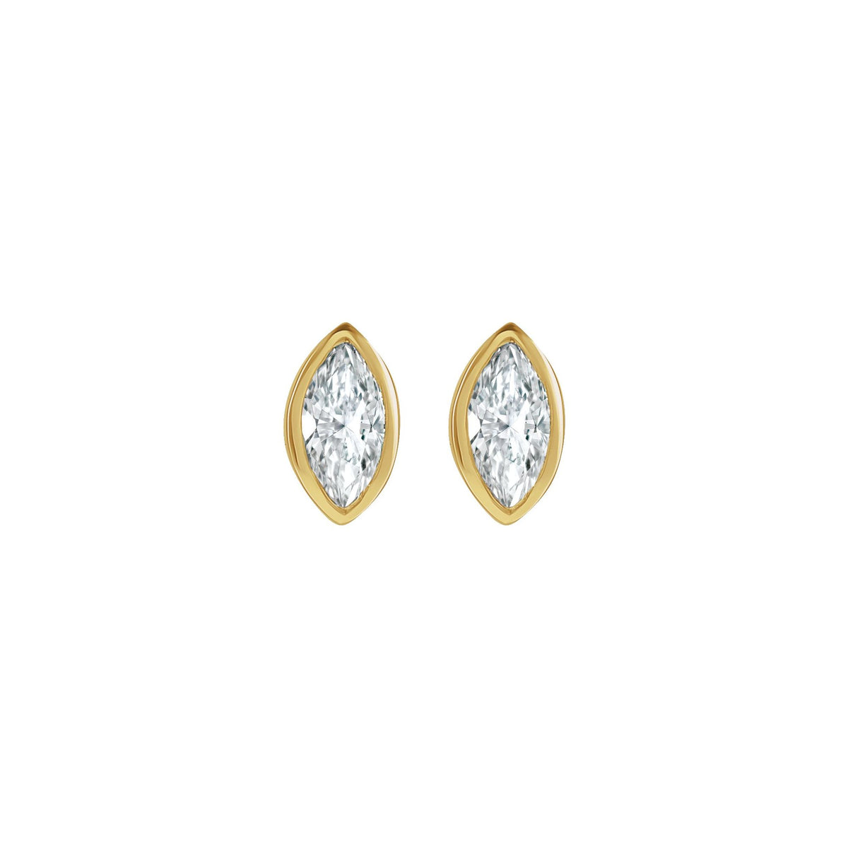 Natural Diamond Marquise Bezel-Set Stud Earrings