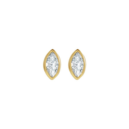 Natural Diamond Marquise Bezel-Set Stud Earrings