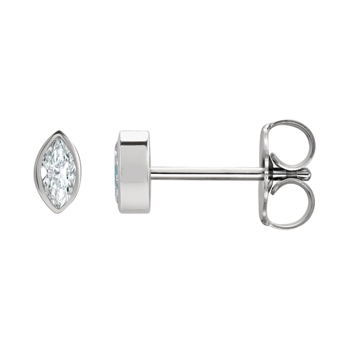 Natural Diamond Marquise Bezel-Set Stud Earrings