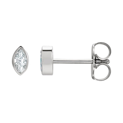 Natural Diamond Marquise Bezel-Set Stud Earrings