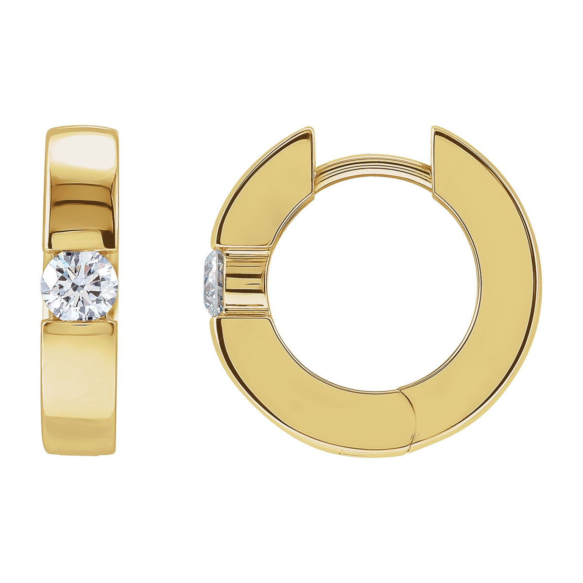 Natural Diamond Accented Huggie Hoop Earrings