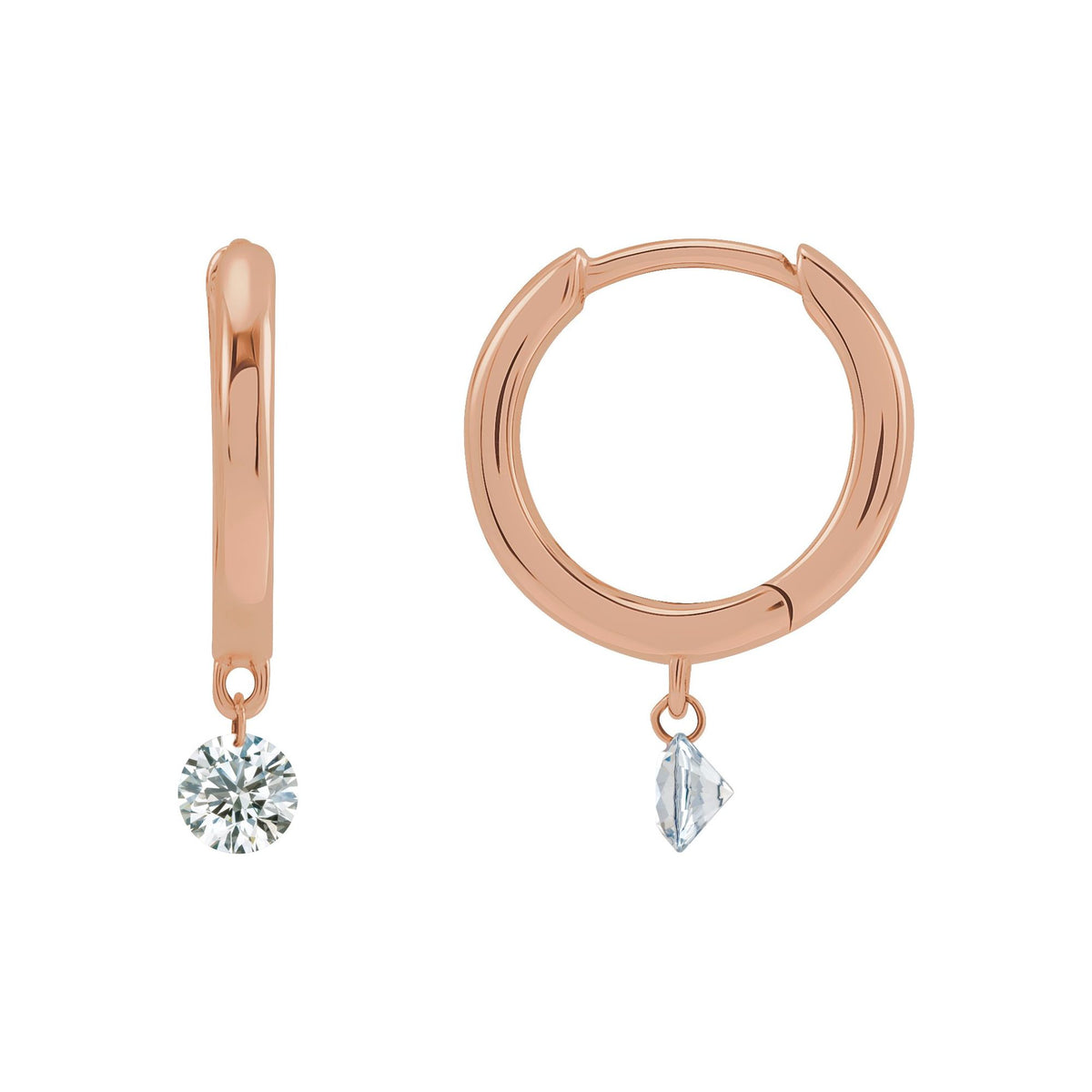 Natural Diamond Accented Hinged Hoop Earrings