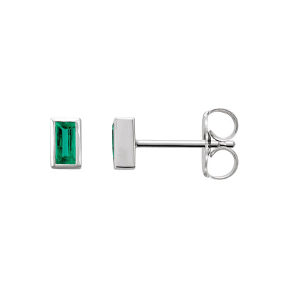 Natural Emerald Bezel-Set Earrings