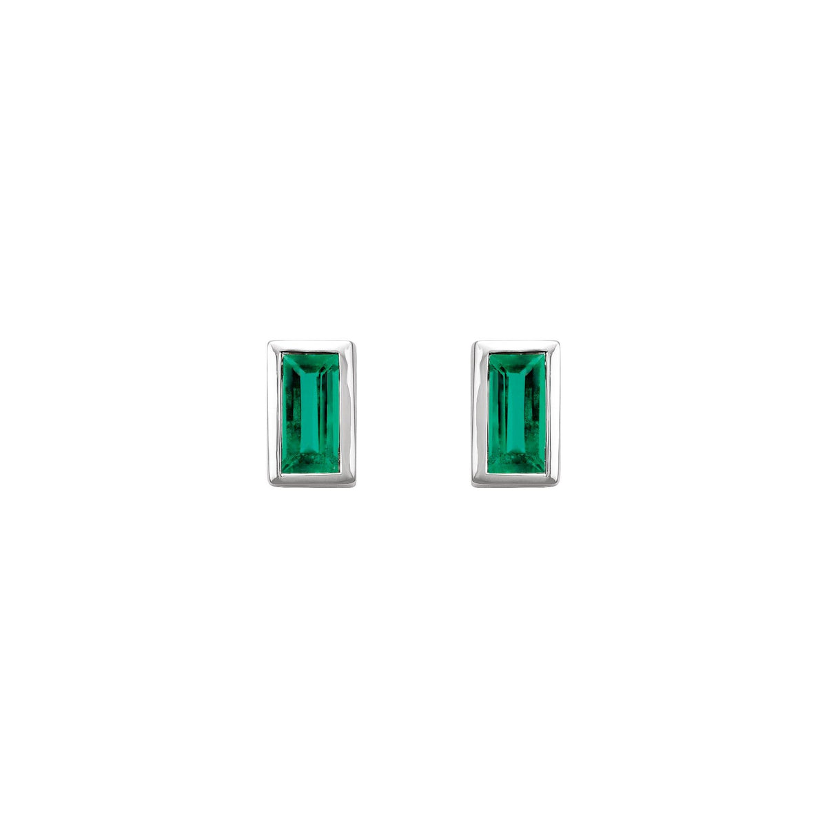 Natural Emerald Bezel-Set Earrings