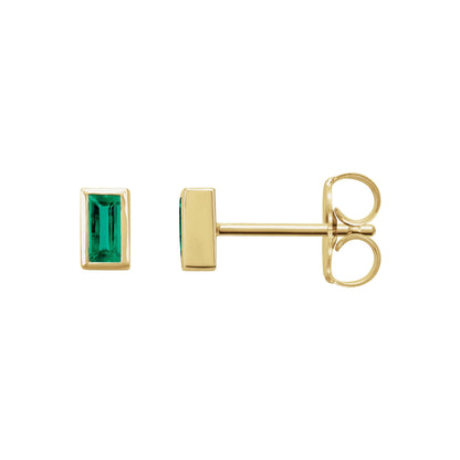 Natural Emerald Bezel-Set Earrings