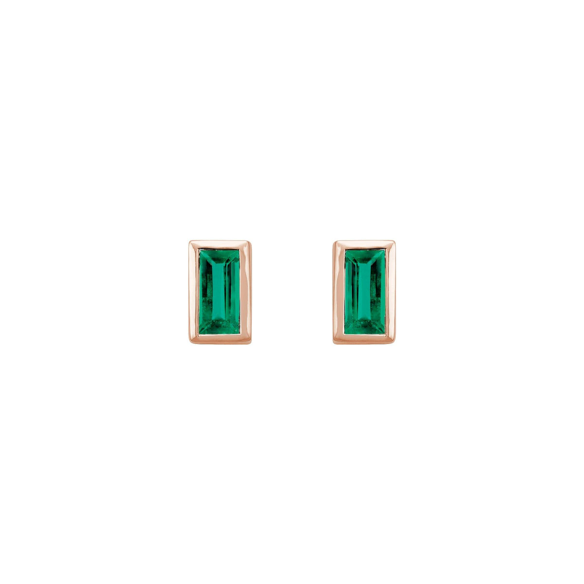 Natural Emerald Bezel-Set Earrings