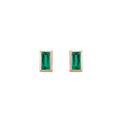 Natural Emerald Bezel-Set Earrings