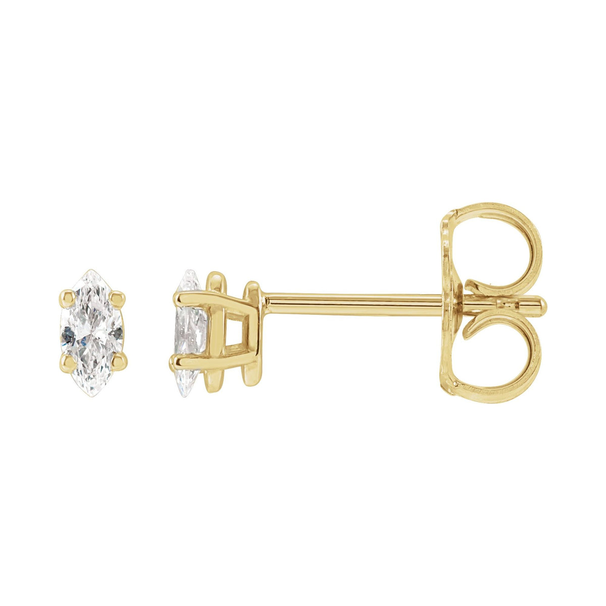Natural Diamond Marquise 4-Prong Lightweight Stud Earrings