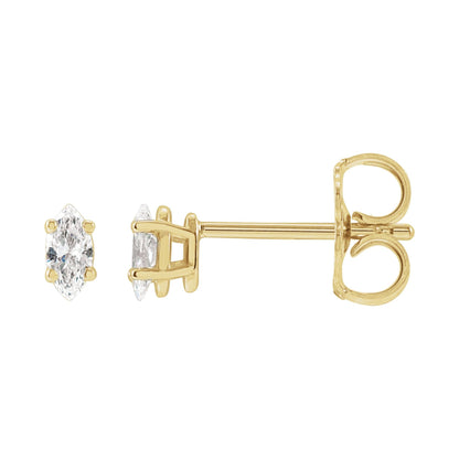 Natural Diamond Marquise 4-Prong Lightweight Stud Earrings