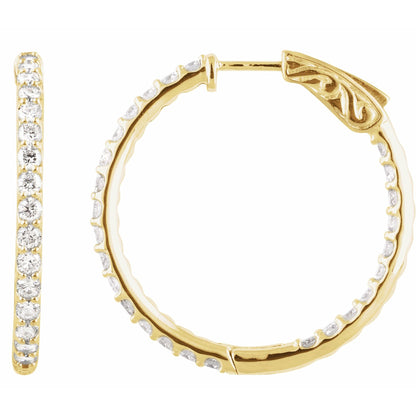 Natural Diamond Inside-Outside Hoop Earrings