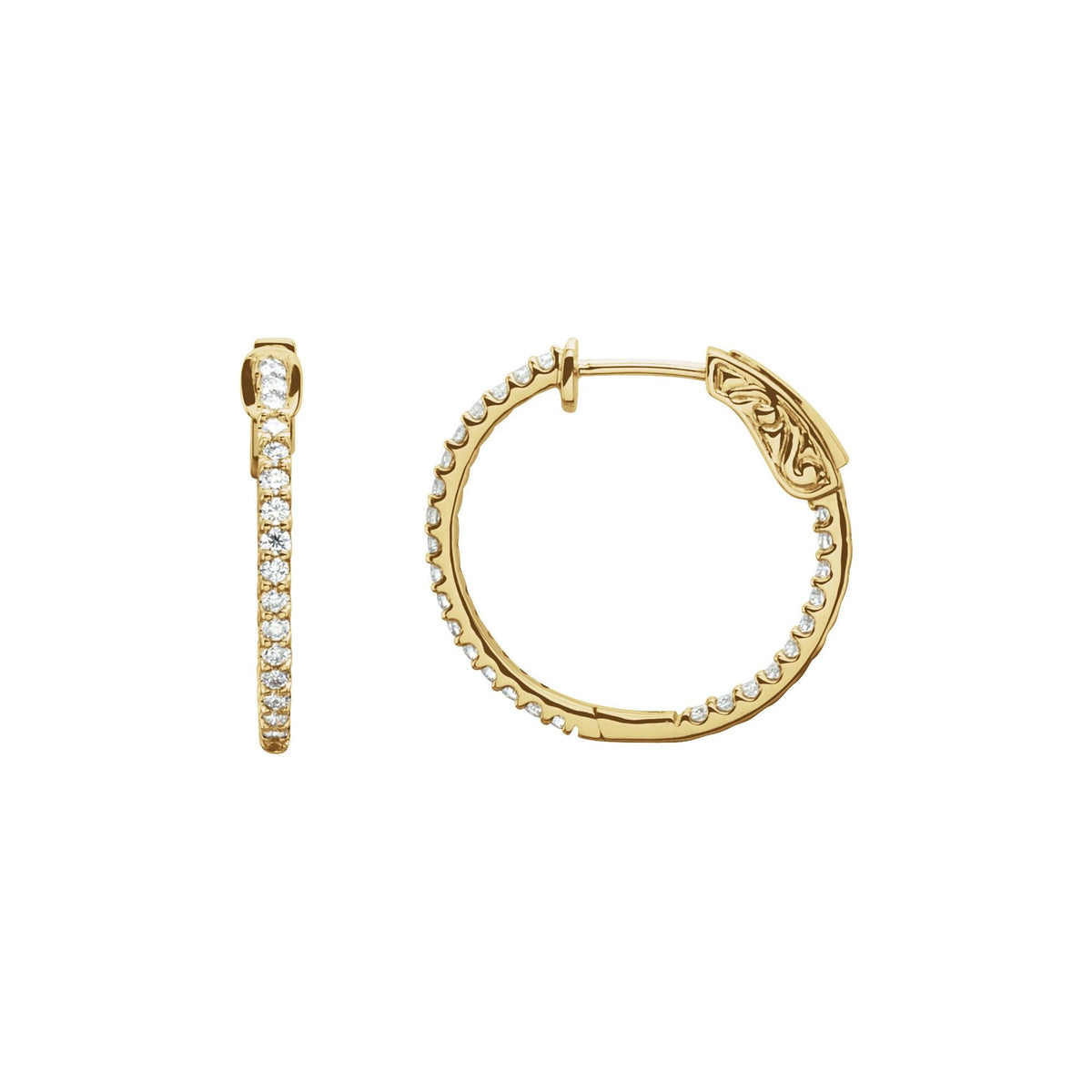 Natural Diamond Inside-Outside Hoop Earrings