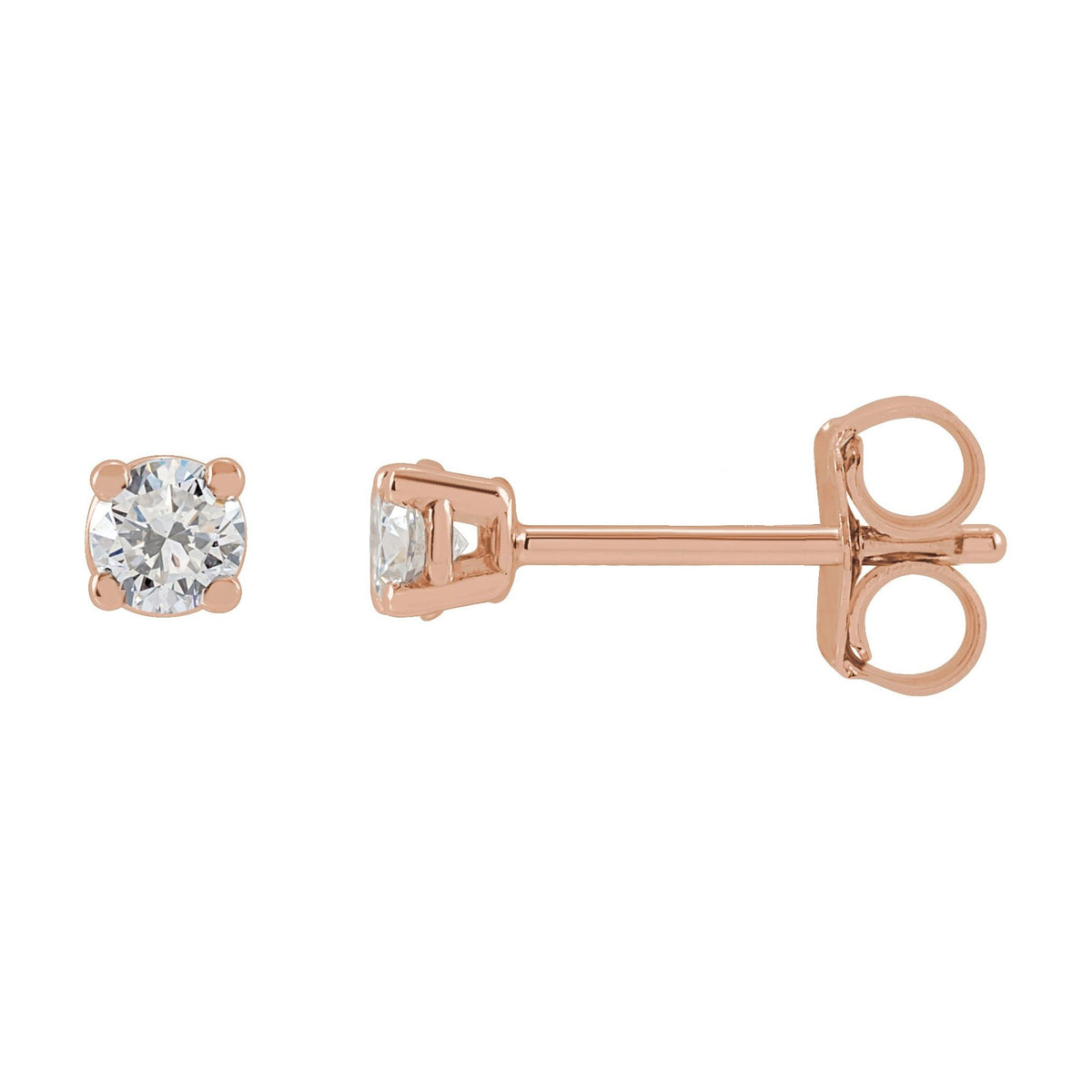 Natural Diamond Round 4-Prong Lightweight Stud Earrings