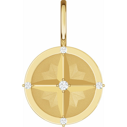 Natural Diamond Compass Charm/Pendant