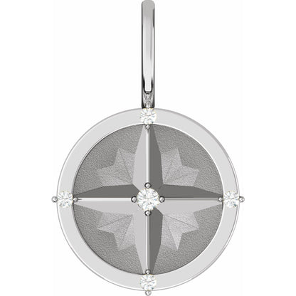 Natural Diamond Compass Charm/Pendant