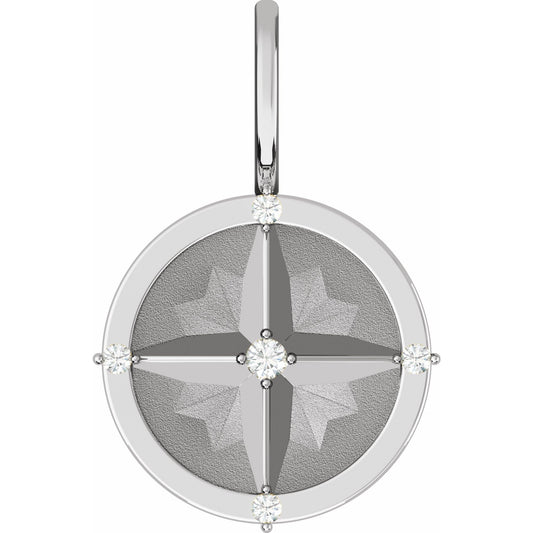Natural Diamond Compass Charm/Pendant