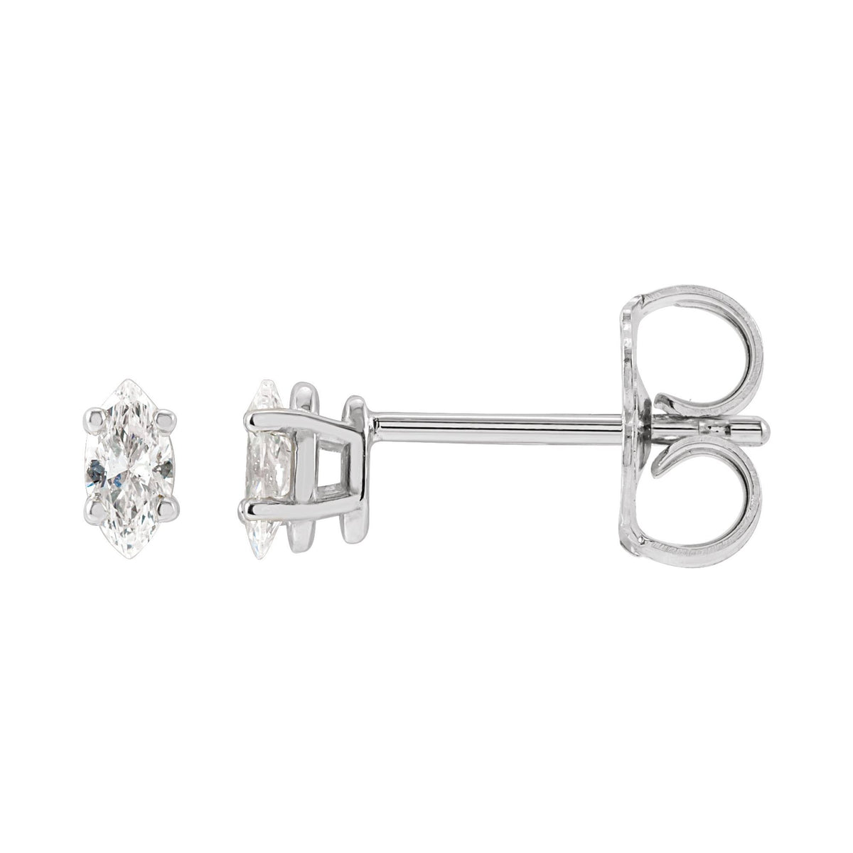 Natural Diamond Marquise 4-Prong Lightweight Stud Earrings