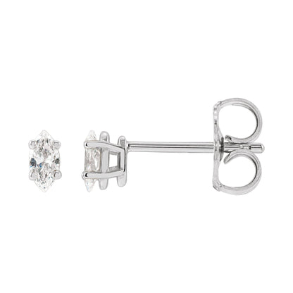 Natural Diamond Marquise 4-Prong Lightweight Stud Earrings