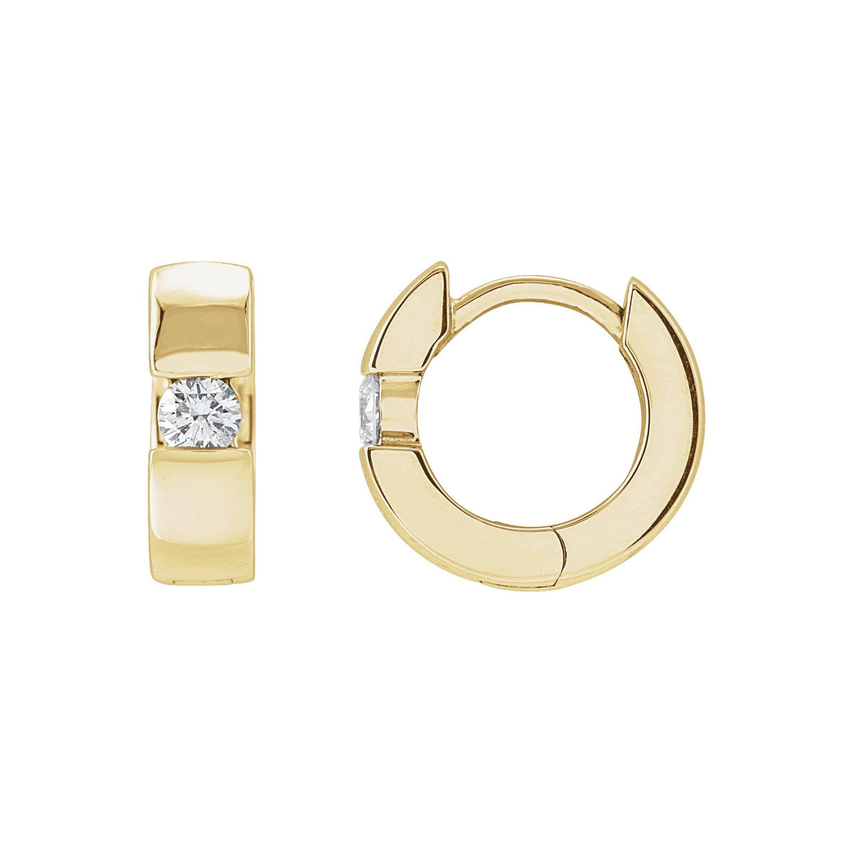 Natural Diamond Accented Huggie Hoop Earrings