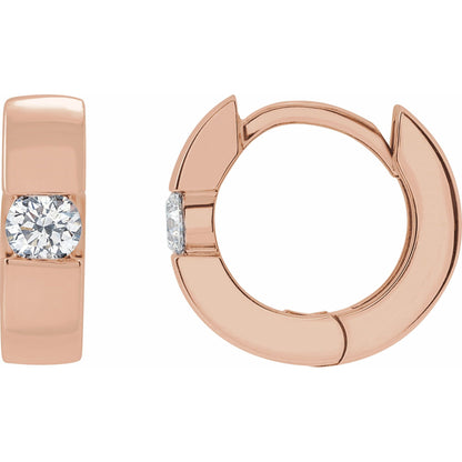 Natural Diamond Accented Huggie Hoop Earrings