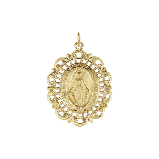 32x23 mm Oval Filigree Miraculous Medal