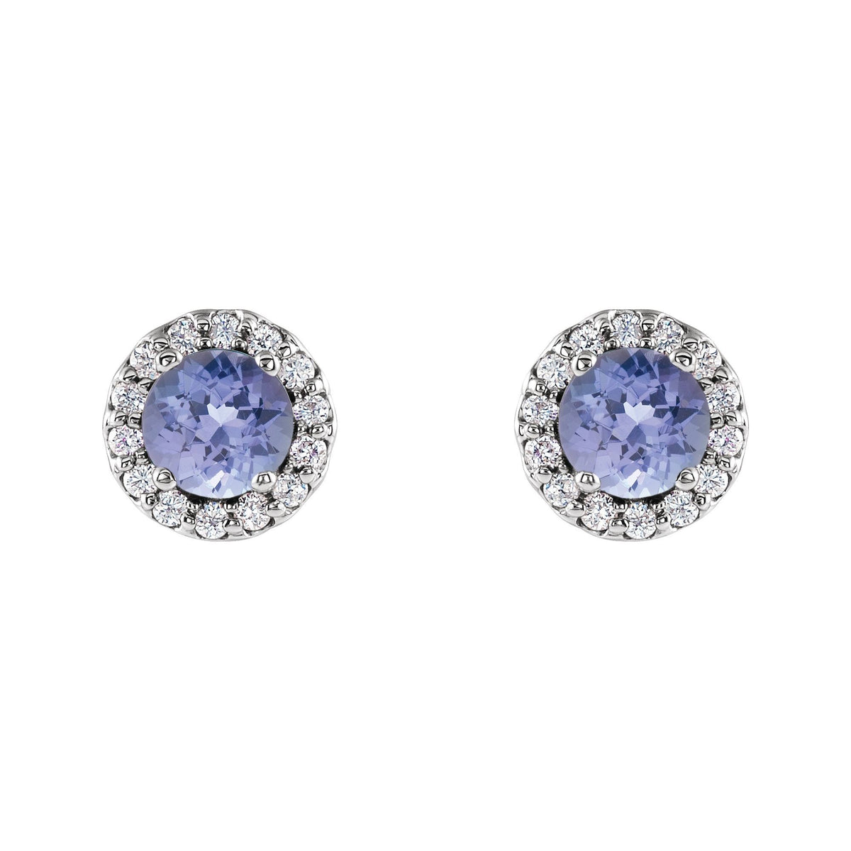 4 mm Natural Tanzanite & 1/10 CTW Natural Diamond Earrings