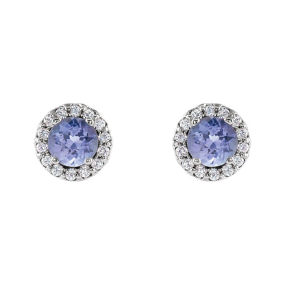 4 mm Natural Tanzanite & 1/10 CTW Natural Diamond Earrings