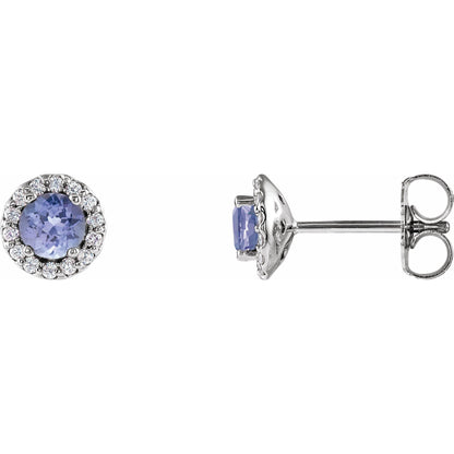 4 mm Natural Tanzanite & 1/10 CTW Natural Diamond Earrings
