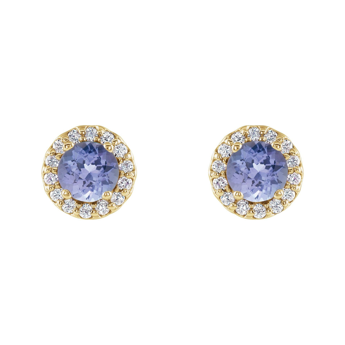 4 mm Natural Tanzanite & 1/10 CTW Natural Diamond Earrings