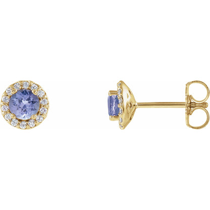 4 mm Natural Tanzanite & 1/10 CTW Natural Diamond Earrings