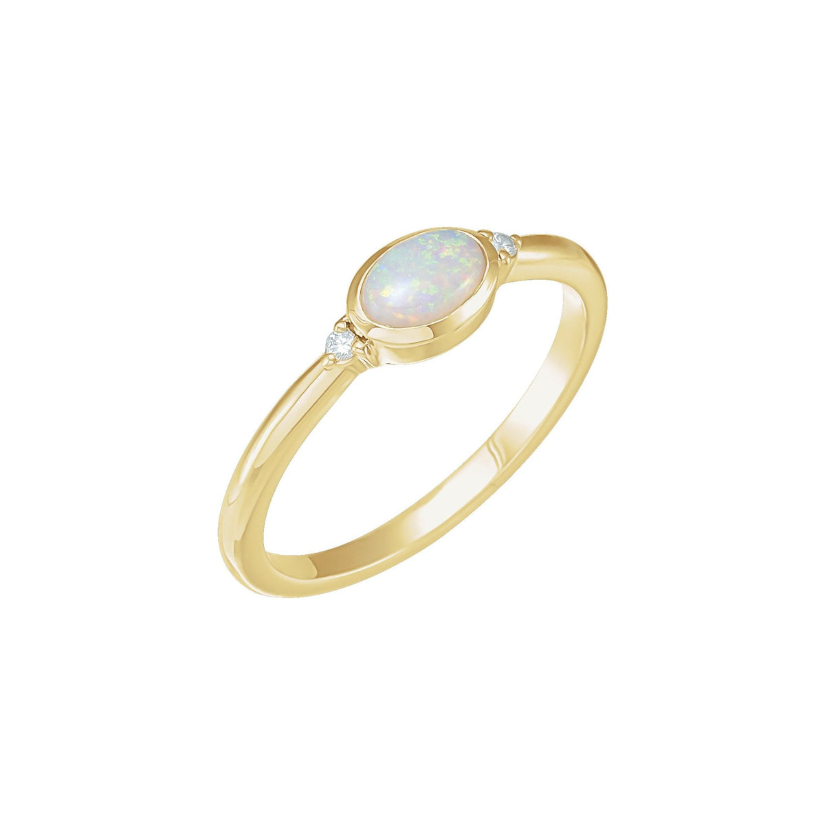 Natural Ethiopian Opal & .03 CTW Natural Diamond Ring