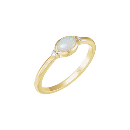 Natural Ethiopian Opal & .03 CTW Natural Diamond Ring