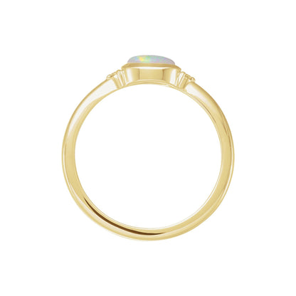 Natural Ethiopian Opal & .03 CTW Natural Diamond Ring