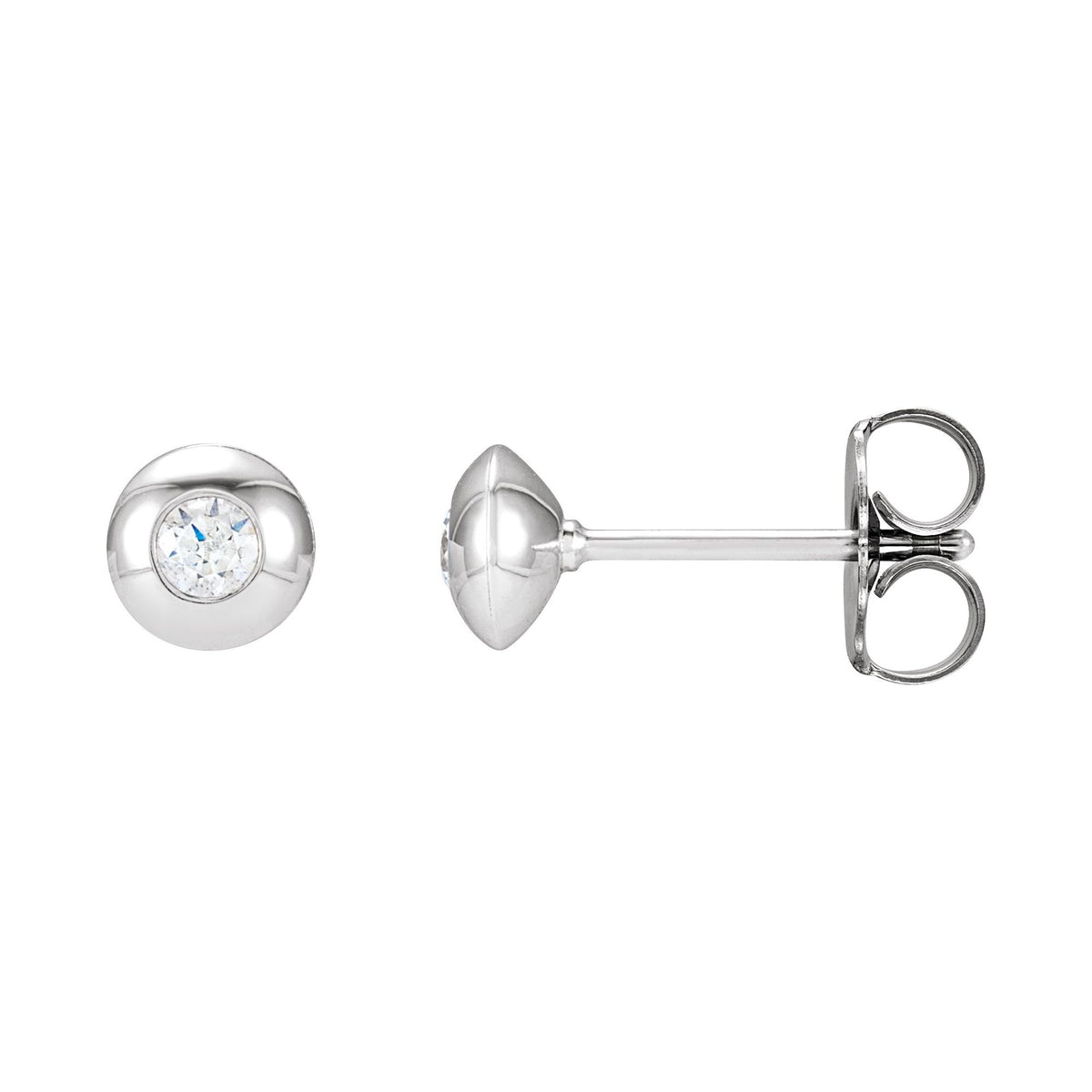 Natural Diamond Round Bezel-Set Stud Earrings