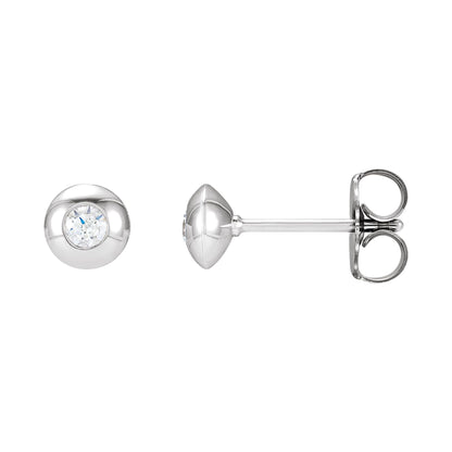 Natural Diamond Round Bezel-Set Stud Earrings