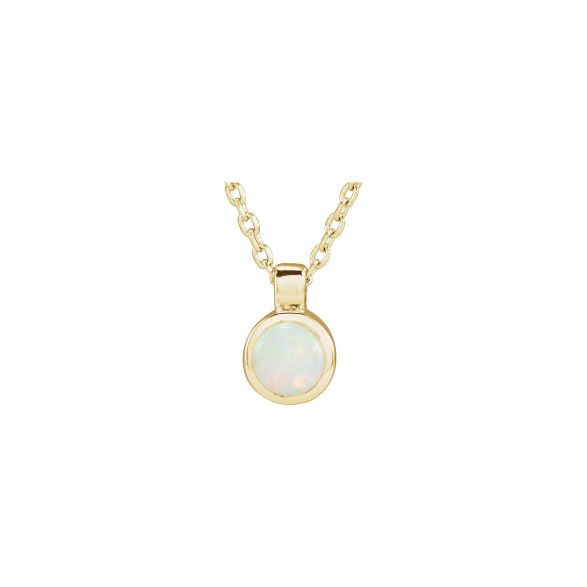 Natural White Opal Bezel-Set 16-18" Necklace